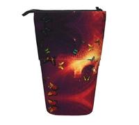 ESNAIUVCD Colorful Butterfly Pattern Print Personalized Retractable Pencil Case, Custom Signature Name Pencil Pouch for Students Kids Adults for School Office