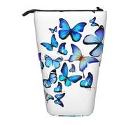 ESNAIUVCD Colorful Butterfly Print Personalized Retractable Pencil Case, Custom Signature Name Pencil Pouch for Students Kids Adults for School Office