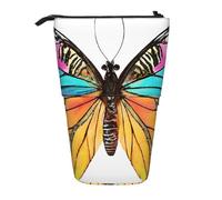 ESNAIUVCD Colorful Butterfly Print Personalized Retractable Pencil Case, Custom Signature Name Pencil Pouch for Students Kids Adults for School Office