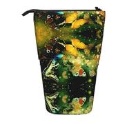 ESNAIUVCD Colorful Butterfly Print Personalized Retractable Pencil Case, Custom Signature Name Pencil Pouch for Students Kids Adults for School Office