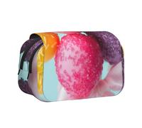 ESNAIUVCD Colorful Candy Print Large Capacity Double Layer Pen Bag,Suitable for Boys, Girls and Adults,This Office Pen Bag with Compartment Design