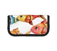ESNAIUVCD Colorful Fish Print Pencil Case Big Capacity Pencil Bag Makeup Pouch Durable Students Stationery with Double Zipper for School/Office