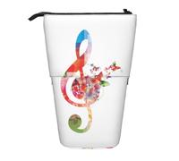 ESNAIUVCD Colorful Music Print Personalized Retractable Pencil Case, Custom Signature Name Pencil Pouch for Students Kids Adults for School Office