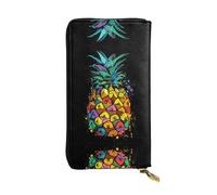 ESNAIUVCD Colorful Pineapple Print Genuine Leather Women's,Men's Wallets,Multi-Functionclutch Purse,Zip Around Large Travel â€‹Mobile Phone Long â€‹Money Purses