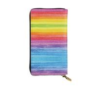 ESNAIUVCD Colorful Rainbow Stripe Print Genuine Leather Women's,Men's Wallets,Multi-Functionclutch Purse,Zip Around Large Travel â€‹Mobile Phone Long â€‹Money Purses