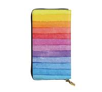 ESNAIUVCD Colorful Rainbow Stripe Print Genuine Leather Women's,Men's Wallets,Multi-Functionclutch Purse,Zip Around Large Travel ​Mobile Phone Long ​Money Purses