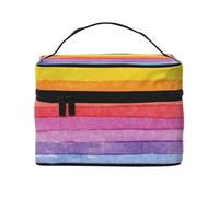 ESNAIUVCD Colorful Rainbow Stripe Print Toiletry Bag Large Cosmetic Bag Travel Makeup Bag Organizer for Women
