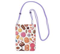 ESNAIUVCD Colorful Sweet Lollipop Cupcake Donut Print Carry A Mobile Phone Bag Diagonally,Crossbody Bag,Suitable for Carrying Mobile Phone Change, Etc
