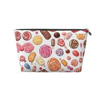 ESNAIUVCD Colorful Sweet Lollipop Cupcake Donut Print Travel Makeup Bag Organizer Leather - Travel Toiletry Bag for Women & Men, Organizing Pouches for Purse with Zipper