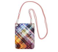 ESNAIUVCD Coloured Twill Lattice Print Carry A Mobile Phone Bag Diagonally,Crossbody Bag,Suitable for Carrying Mobile Phone Change, Etc