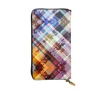 ESNAIUVCD Coloured Twill Lattice Print Genuine Leather Women's,Men's Wallets,Multi-Functionclutch Purse,Zip Around Large Travel ​Mobile Phone Long ​Money Purses