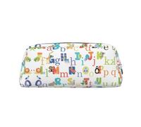 ESNAIUVCD Colourful Animal Alphabet Print Pencil Bag Zipper Large Pencil Bag Work Travel - Multifunctional Pencil Case,Makeup Bag