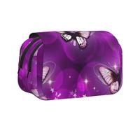 ESNAIUVCD Colourful Butterfly Print Large Capacity Double Layer Pen Bag,Suitable for Boys, Girls and Adults,This Office Pen Bag with Compartment Design