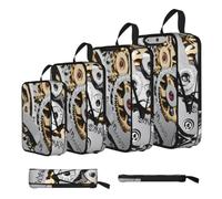 ESNAIUVCD Cool Steampunk Gears Print 4 Set Compression Packing Cubes for Suitcases,Expandable Storage Bags Organizers