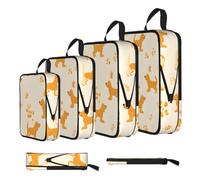 ESNAIUVCD Corgi Pattern Print 4 Set Compression Packing Cubes for Suitcases,Expandable Storage Bags Organizers