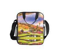ESNAIUVCD Country Farm Print Men Women Transparent Pvc Shopping Bag Waterproof See Through Bag,With Handles For Lunch