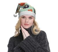 ESNAIUVCD Cute Fox Bear Bird Tree Print Santa Hat Christmas Hat For Adult Soft Plush For Christmas New Year Festive Party Supplies