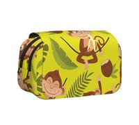 ESNAIUVCD Cute Funny Animal Monkey Banana Print Large Capacity Double Layer Pen Bag,Suitable for Boys, Girls and Adults,This Office Pen Bag with Compartment Design