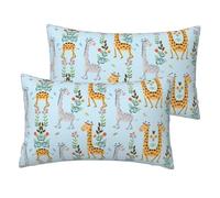 ESNAIUVCD Cute Giraffe Flowers Print Double Sided Rectangular Cushion Cover,Pillow Cases Breathable Pillow Cover For Hotel Home Bed Decorative(2pcs)