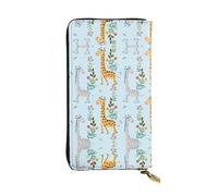 ESNAIUVCD Cute Giraffe Flowers Print Genuine Leather Women's,Men's Wallets,Multi-Functionclutch Purse,Zip Around Large Travel â€‹Mobile Phone Long â€‹Money Purses