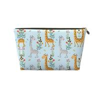 ESNAIUVCD Cute Giraffe Flowers Print Travel Makeup Bag Organizer Leather - Travel Toiletry Bag for Women & Men, Organizing Pouches for Purse with Zipper