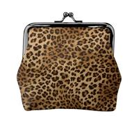 ESNAIUVCD Cute Leopard Print Kiss Lock Wallet Leather Coin Purse Ladies Money Pocket Iron Frame Compact Hand-Held Wallet