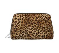 ESNAIUVCD Cute Leopard Print Makeup Bag, Cosmetic Bag,Women Pu Leather Cosmetic Bags with Wrist Strap Travel Toiletry Pouch Makeup Bag
