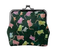 ESNAIUVCD Cute Mouse Print Kiss Lock Wallet Leather Coin Purse Ladies Money Pocket Iron Frame Compact Hand-Held Wallet