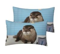 ESNAIUVCD Cute Otter Print Double Sided Rectangular Cushion Cover,Pillow Cases Breathable Pillow Cover For Hotel Home Bed Decorative(2pcs)