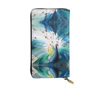 ESNAIUVCD Cute Peacock Print Genuine Leather Women's,Men's Wallets,Multi-Functionclutch Purse,Zip Around Large Travel â€‹Mobile Phone Long â€‹Money Purses