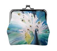 ESNAIUVCD Cute Peacock Print Kiss Lock Wallet Leather Coin Purse Ladies Money Pocket Iron Frame Compact Hand-Held Wallet