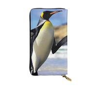 ESNAIUVCD Cute Penguin Print Genuine Leather Women's,Men's Wallets,Multi-Functionclutch Purse,Zip Around Large Travel ​Mobile Phone Long ​Money Purses