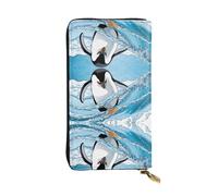 ESNAIUVCD Cute Penguins Baby Taking Pictures Print Genuine Leather Women's,Men's Wallets,Multi-Functionclutch Purse,Zip Around Large Travel â€‹Mobile Phone Long â€‹Money Purses