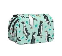 ESNAIUVCD Cute Penguins Print Large Capacity Double Layer Pen Bag,Suitable for Boys, Girls and Adults,This Office Pen Bag with Compartment Design