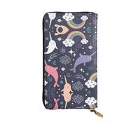 ESNAIUVCD Cute Sea Animal Rainbow Print Genuine Leather Women's,Men's Wallets,Multi-Functionclutch Purse,Zip Around Large Travel â€‹Mobile Phone Long â€‹Money Purses