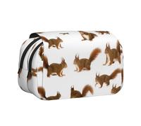 ESNAIUVCD Cute Squirrel Print Large Capacity Double Layer Pen Bag,Suitable for Boys, Girls and Adults,This Office Pen Bag with Compartment Design