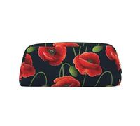 ESNAIUVCD Cyan Flower Bud and Red Flower Print Pencil Bag Zipper Large Pencil Bag Work Travel - Multifunctional Pencil Case,Makeup Bag