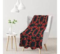 ESNAIUVCD Cyan Flower Bud And Red Flower Print Soft Cozy Fleece Plush Warm Flannel Bedding Blanket For Girls Kids Adults Couch Travel 40x30inch(102x76cm)