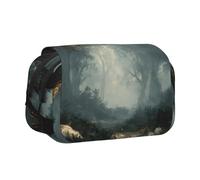 ESNAIUVCD Dense Forest Print Large Capacity Double Layer Pen Bag,Suitable for Boys, Girls and Adults,This Office Pen Bag with Compartment Design