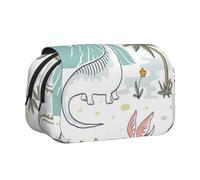 ESNAIUVCD Dinosaur Walking Print Large Capacity Double Layer Pen Bag,Suitable for Boys, Girls and Adults,This Office Pen Bag with Compartment Design