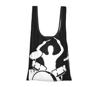 ESNAIUVCD Drummer Print Reusable, Foldable,Washable Grocery Bags Foldable In A Pouch Eco Tote Shopping Bag,Daily Shopping Loading