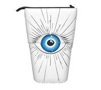 ESNAIUVCD Evil Eye Print Personalized Retractable Pencil Case, Custom Signature Name Pencil Pouch for Students Kids Adults for School Office