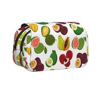 ESNAIUVCD Exotic Fruits Print Large Capacity Double Layer Pen Bag,Suitable for Boys, Girls and Adults,This Office Pen Bag with Compartment Design