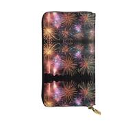 ESNAIUVCD Explosion Firework 3D Print Genuine Leather Women's,Men's Wallets,Multi-Functionclutch Purse,Zip Around Large Travel â€‹Mobile Phone Long â€‹Money Purses