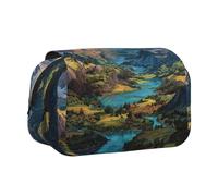 ESNAIUVCD Famous Mountains Print Large Capacity Double Layer Pen Bag,Suitable for Boys, Girls and Adults,This Office Pen Bag with Compartment Design