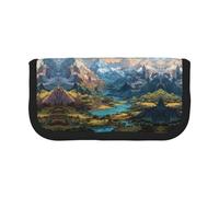 ESNAIUVCD Famous Mountains Print Pencil Case Big Capacity Pencil Bag Makeup Pouch Durable Students Stationery with Double Zipper for School/Office