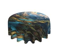 ESNAIUVCD famous mountains print Round Tablecloth Waterproof Washable Wipeable Resistant Polyester Circular Table Cover for Dining Room Kitchen Indoor Outside 60"