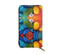 ESNAIUVCD Fantastic Parrot Feather Print Genuine Leather Women's,Men's Wallets,Multi-Functionclutch Purse,Zip Around Large Travel â€‹Mobile Phone Long â€‹Money Purses
