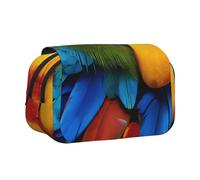 ESNAIUVCD Fantastic Parrot Feather Print Large Capacity Double Layer Pen Bag,Suitable for Boys, Girls and Adults,This Office Pen Bag with Compartment Design