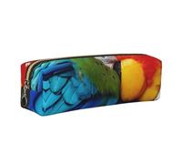 ESNAIUVCD Fantastic Parrot Feather Print Leather Pencil Case Zippered Pouch Portable Large Capacity Stationery Organizer Cosmetic Bag for School Office(2pcs)